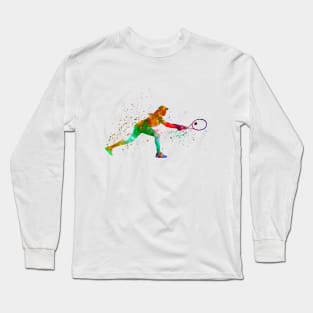 Tennis player in watercolor Long Sleeve T-Shirt